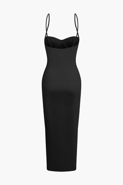 Einfarbiges Classic Slip Maxi Kleid