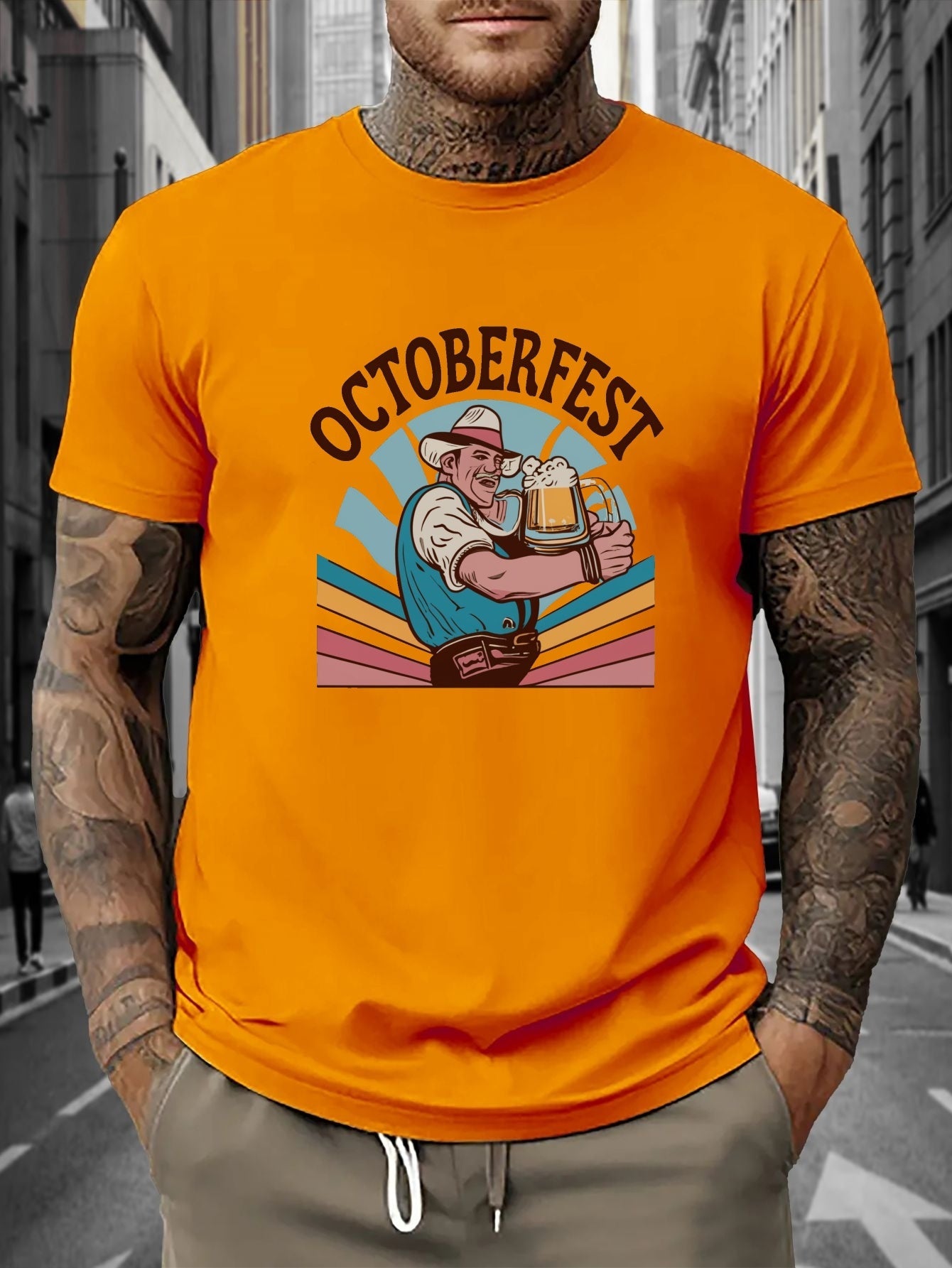 Pablew | Herren-T-Shirt mit Rundhalsausschnitt und Oktoberfest-Print