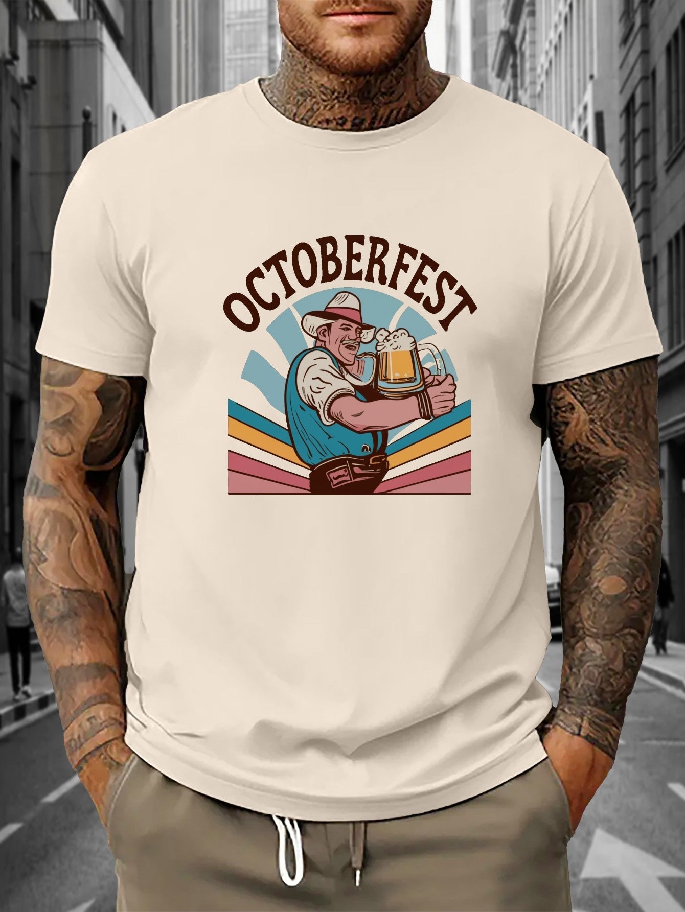 Pablew | Herren-T-Shirt mit Rundhalsausschnitt und Oktoberfest-Print