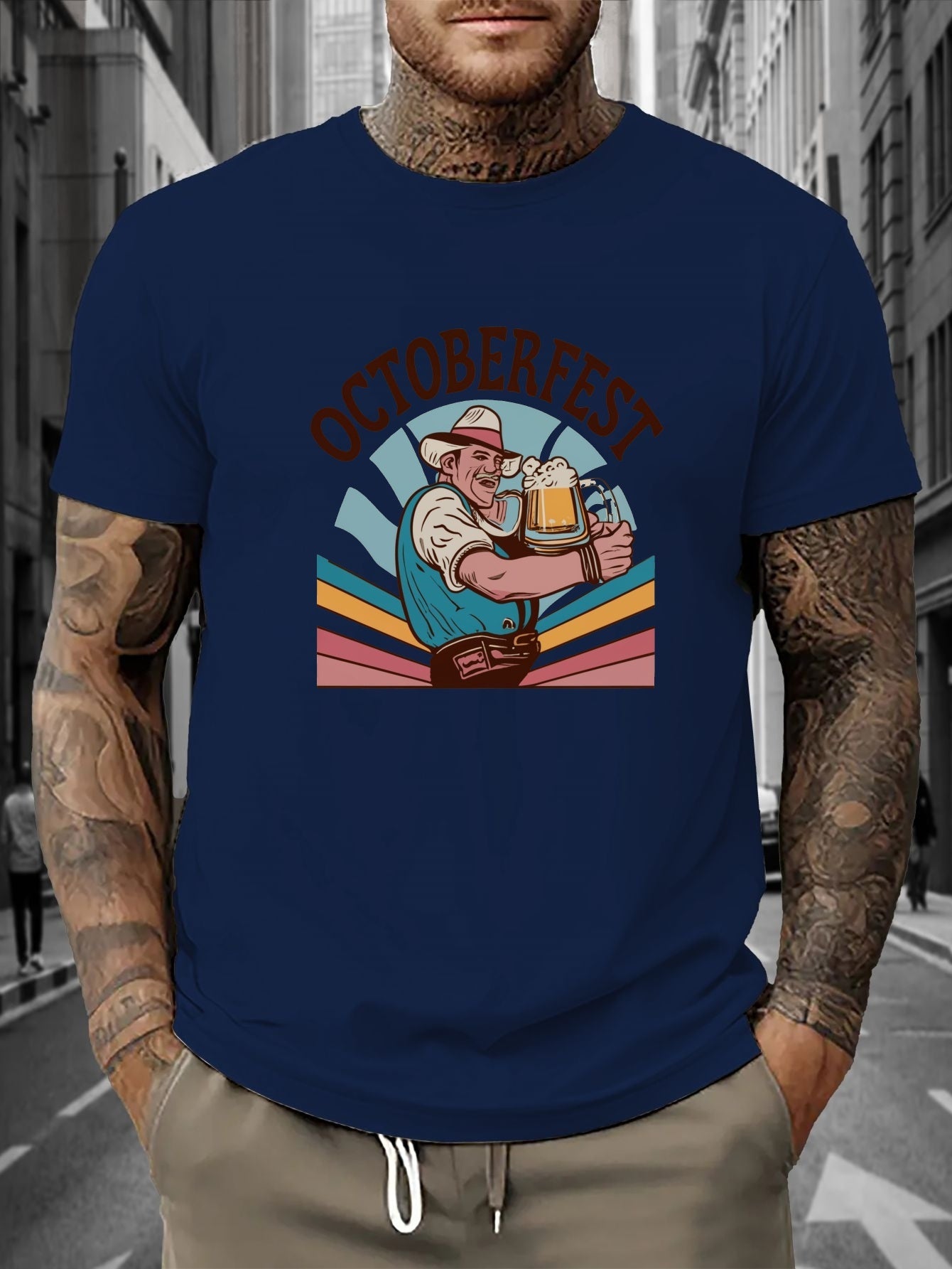 Pablew | Herren-T-Shirt mit Rundhalsausschnitt und Oktoberfest-Print