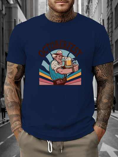 Pablew | Herren-T-Shirt mit Rundhalsausschnitt und Oktoberfest-Print