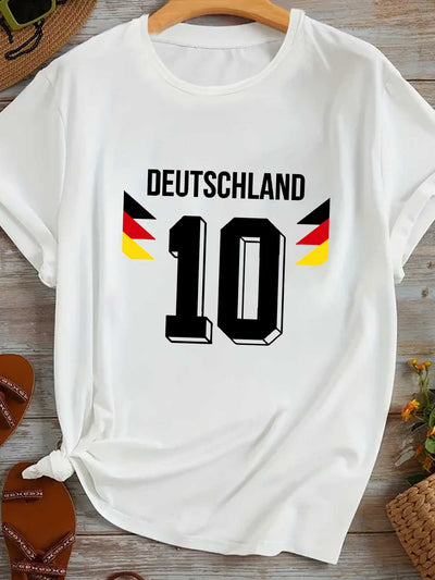 Vyline | Damen-Fußballtrikot mit Rundhalsausschnitt und deutscher Flagge zur EM 2024