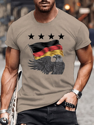 Troy | Herren Sommer Fußballtrikot Plus Size mit Deutschlandflaggen-Print, Kurzarm, Deutschland EM 2024