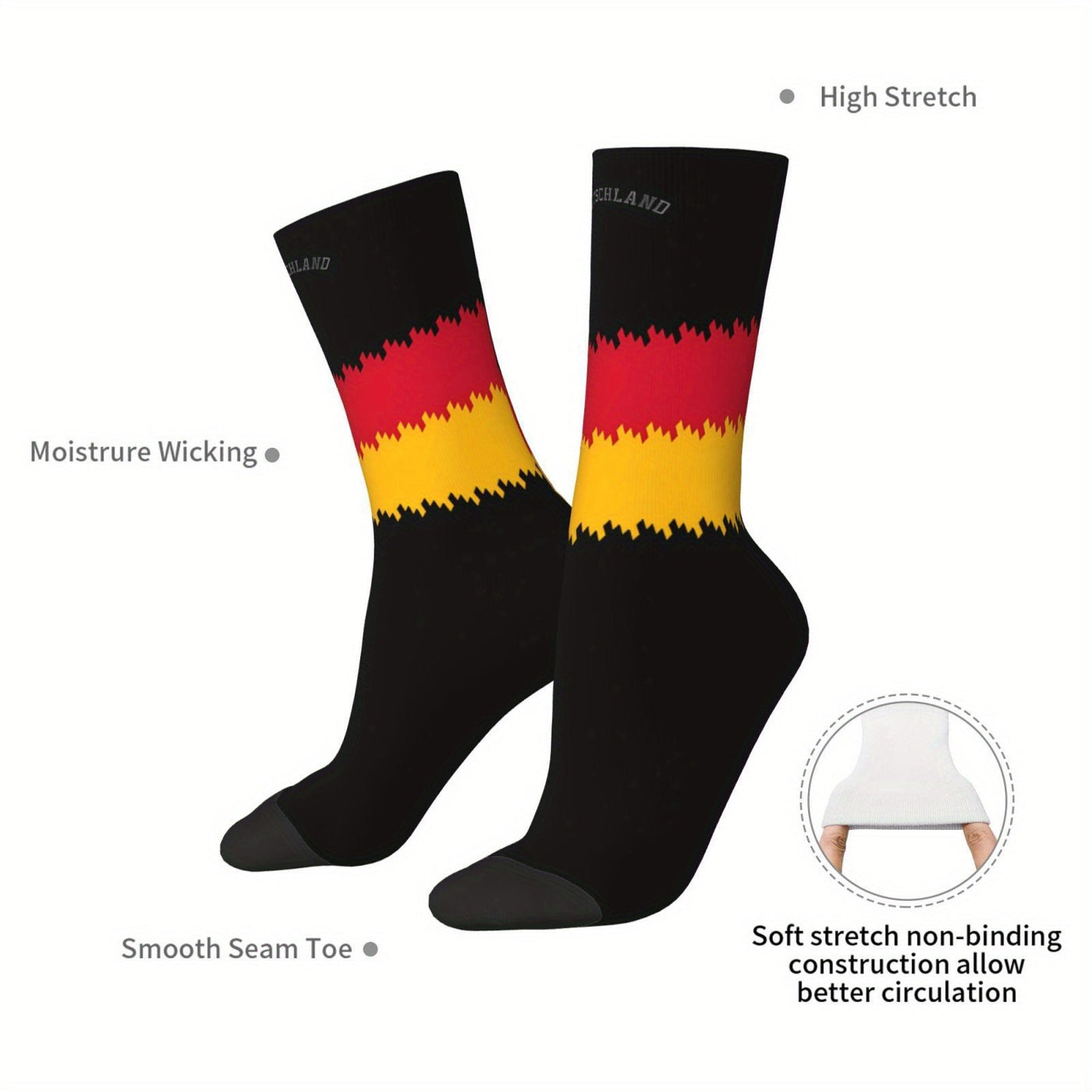 Gene | Paar Fußballsocken für Herren mit Deutschlandflaggenmuster für die EM 2024