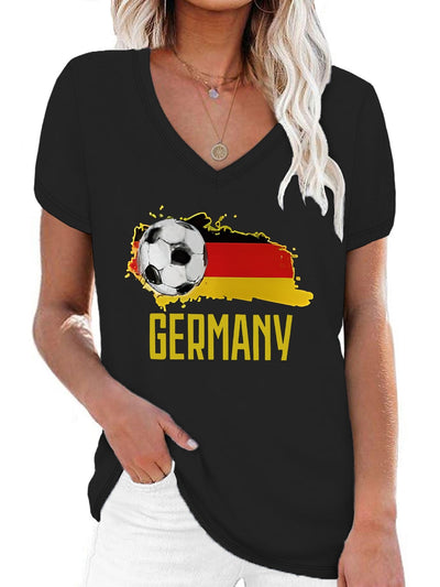 Dane | V-Ausschnitt-Fußballtrikot mit Deutschland-Flaggenaufdruck für Damen zur Europameisterschaft 2024