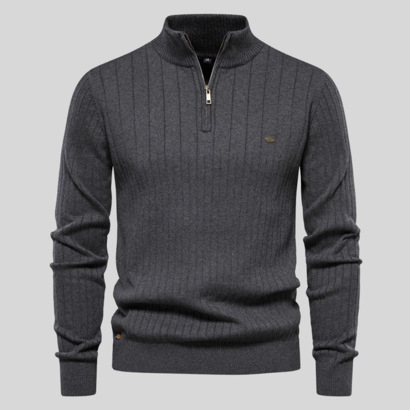 Alres | Muscle Fit Lässiger Rippenpullover