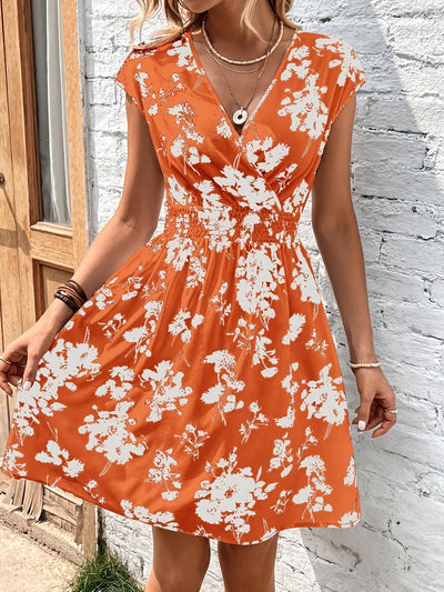 Colton | V-Ausschnitt Blumen Print Damen Kleid