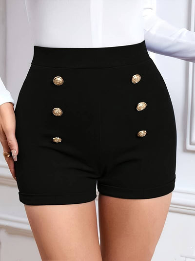 Olivia – shorts mit hohem bund und knopfdekor