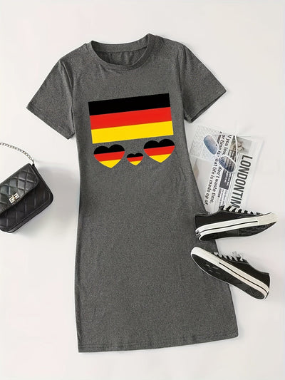 Alwinaya | Kurzes Kleid mit Deutschlandfahne für Damen