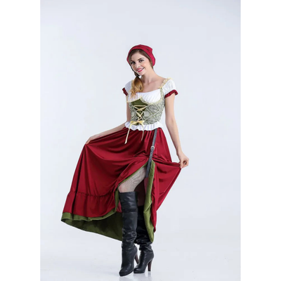 Karinavi | Damen Langes Oktoberfest Dirndl Kleid | 2024