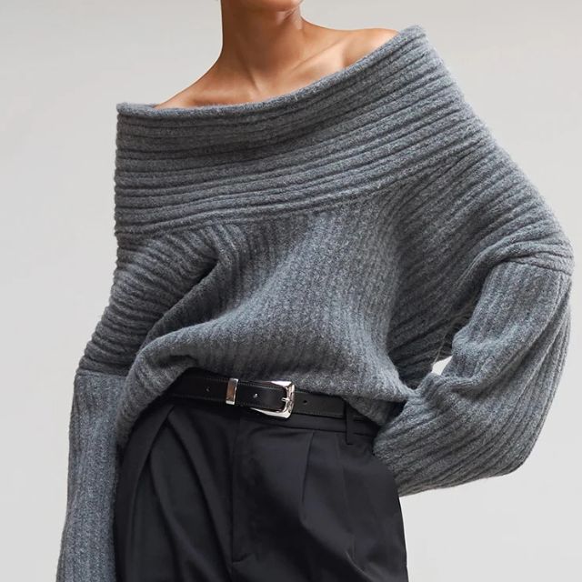 Ysara | Asymmetrischer Kragen Rippenpullover – Komfort und schlichter Stil