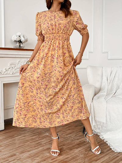 Ella – kleid mit blumendruck und rundhalsausschnitt für frühling und sommer