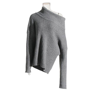 Ysara | Asymmetrischer Kragen Rippenpullover – Komfort und schlichter Stil