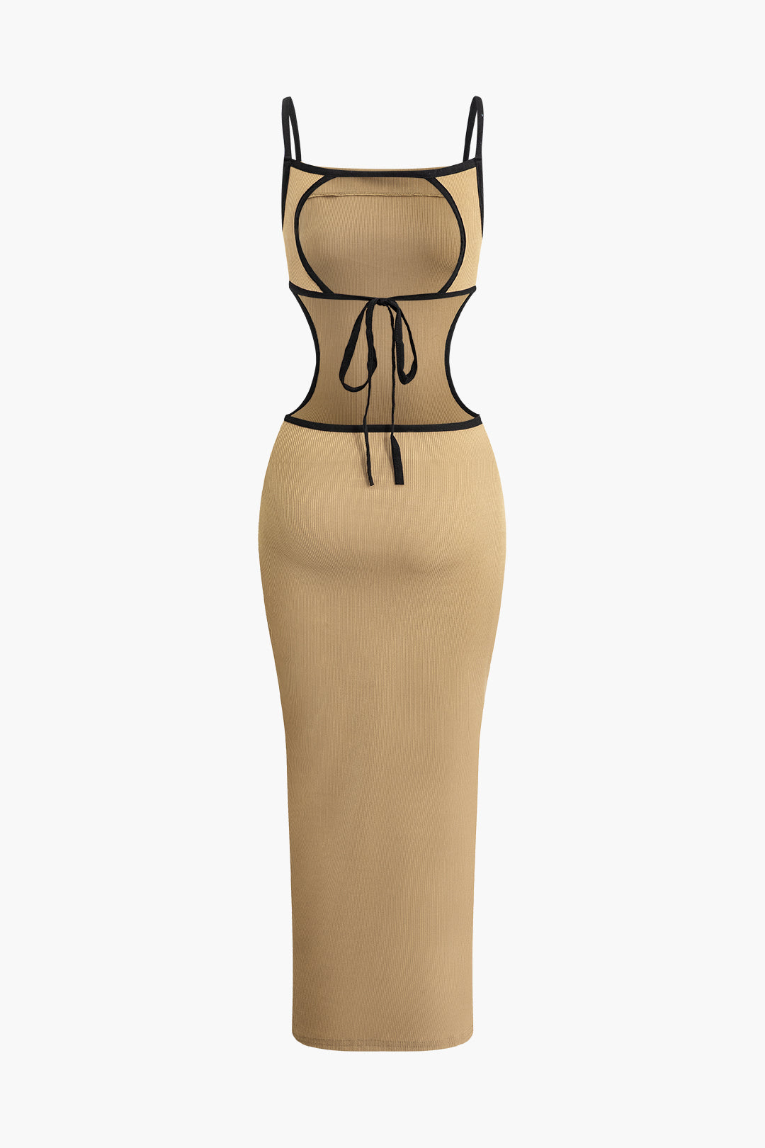 Khaki Cut Out Rückenfreies Maxikleid