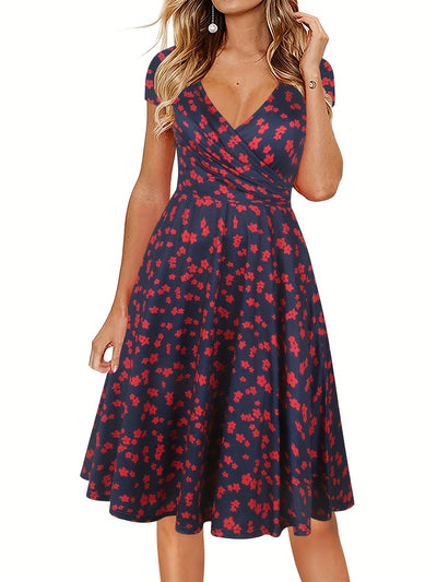 Kai | Blumen Print Kurzärmeliges Damen Kleid