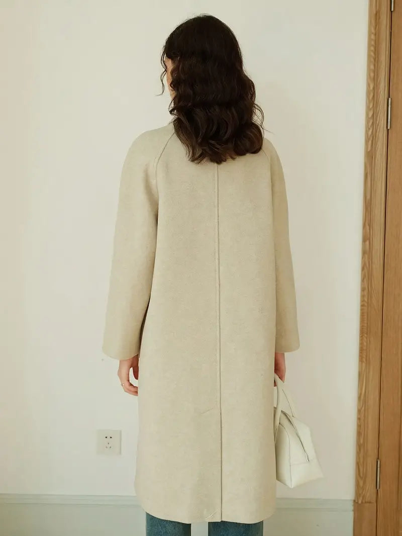 Irequea | Winterlicher Trenchcoat aus einer Strickmischung für Frauen - einfarbig