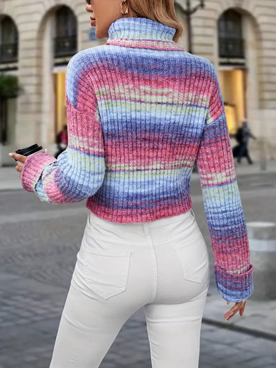 Reigonel | Color Block Rollkragenpullover, eleganter Langarmpullover