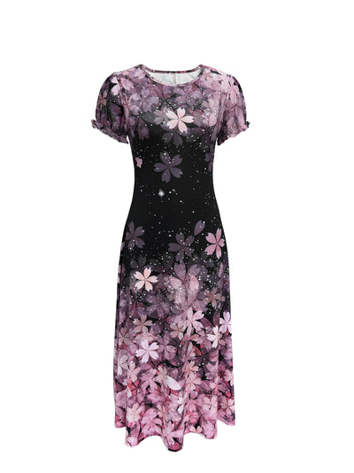 Broderick | Blumen Maxi Damen Kleid | Rosa