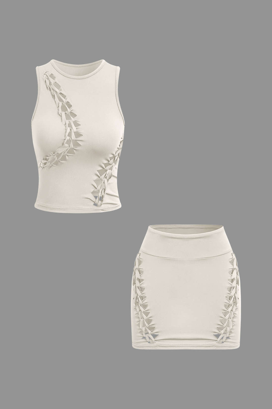 Geflochtenen Cut Outs Tanktop & Rock Set