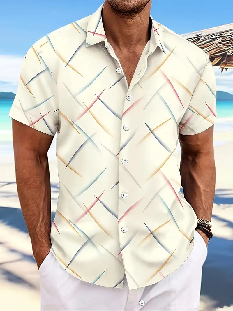 Ryan – kurzärmliges button-down-hemd mit modischem print für den sommer