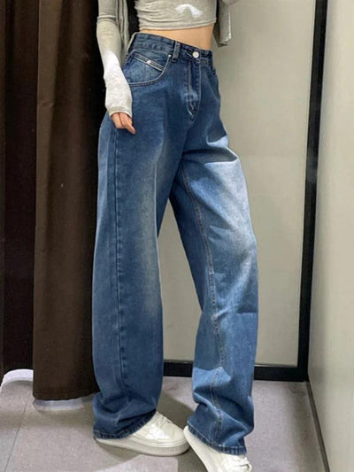 Hip Hop Gewaschene High Waist Boyfriend Jeans