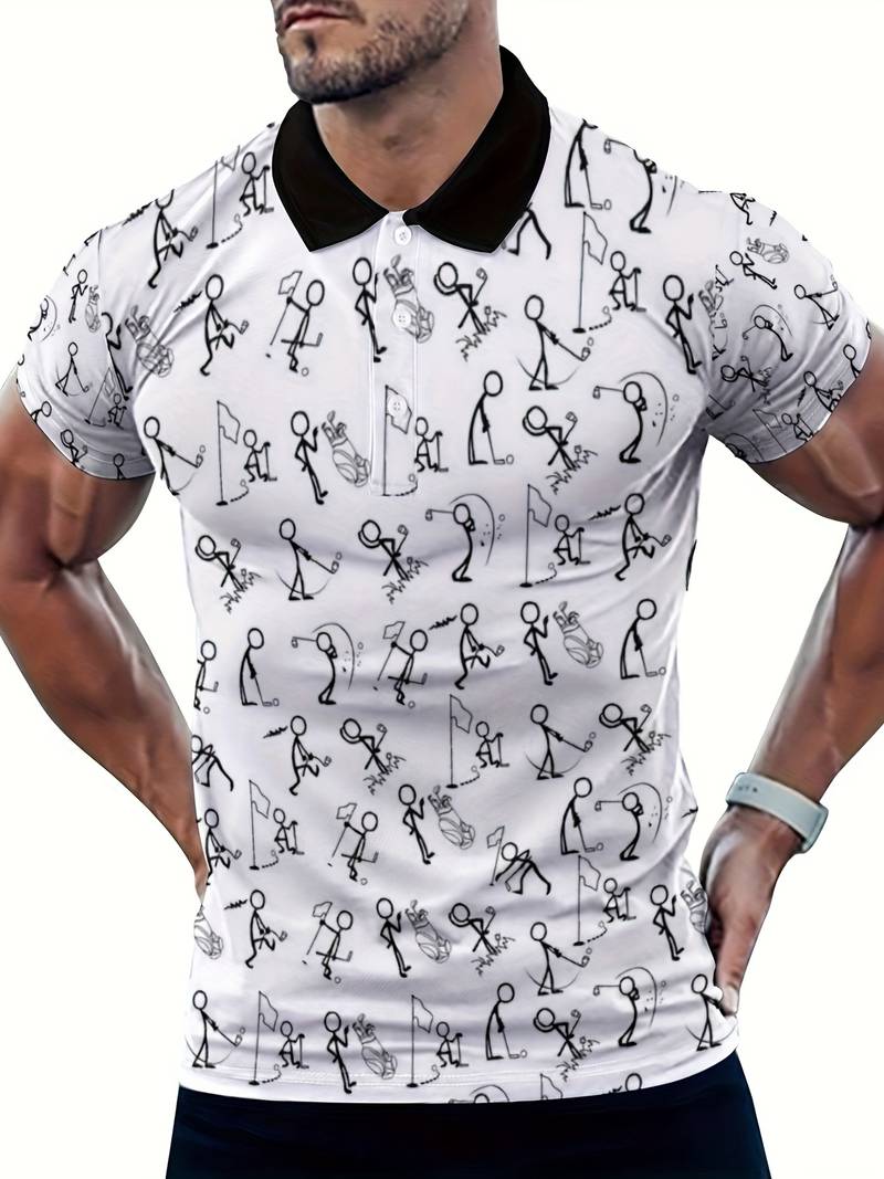 Henry – t-shirt mit strichmännchen-grafikdruck