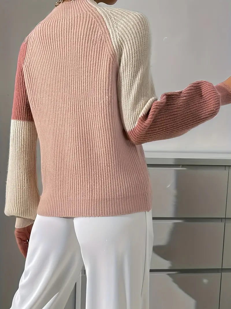 Olireia | Schicker Rollkragenpullover mit Kontrastmuster und elegantem Farbblock-Design