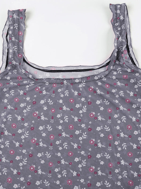 Vintage Netz Blumen Perspektive Tank Top