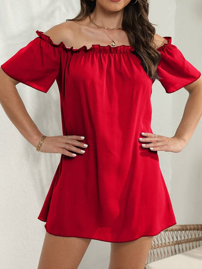 Amelia – schulterfreies sommerkleid mit kurzen armeln