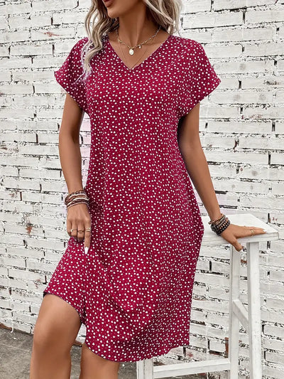 Maya – allover-print-kleid mit fledermausärmeln