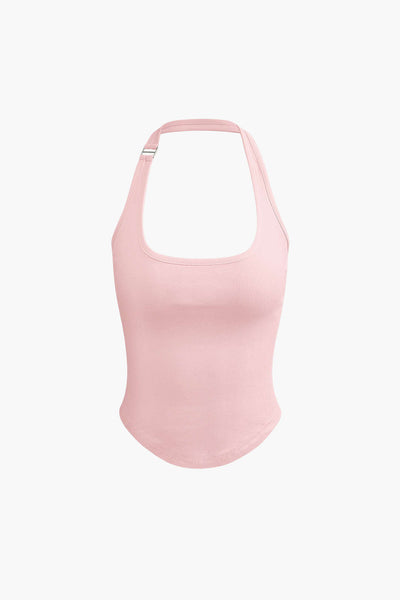 Halter Tank Top mit Geschwungenem Saum