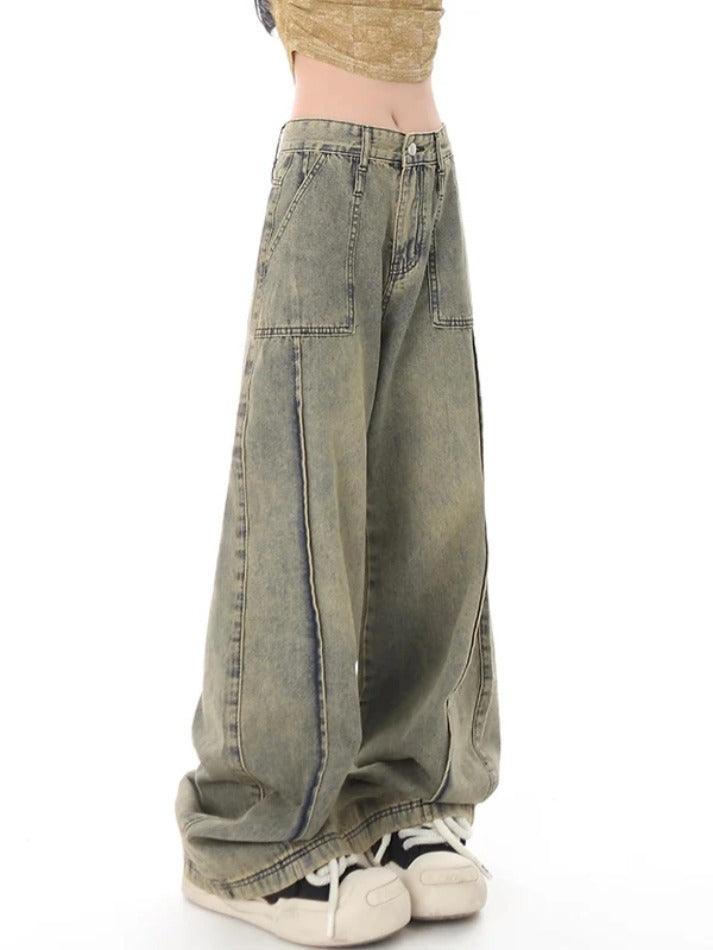 Punk Distressed Verblasste Effekt Spleiß Boyfriend Jeans