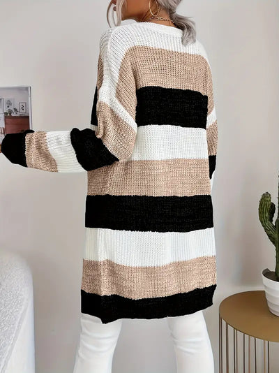 Litronie | Strickjacke mit Blockmuster – Gemütliche Drop Schulter Schicht für den Herbst