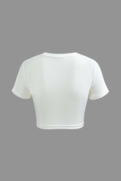 Einfarbiges Crop Top mit Verdrehtem Saum