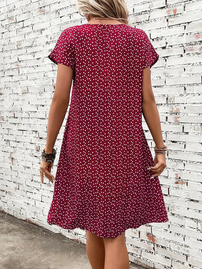 Maya – allover-print-kleid mit fledermausärmeln