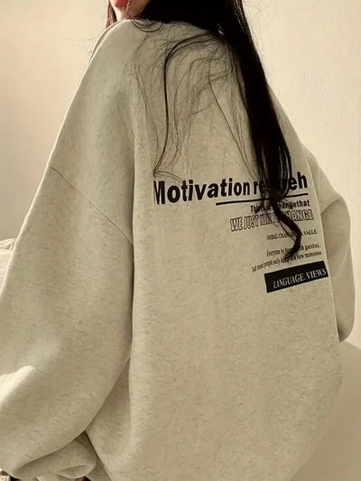 Irevista | Retro-Vibe-Buchstabendruck Sweatshirt Inspiriert Lose