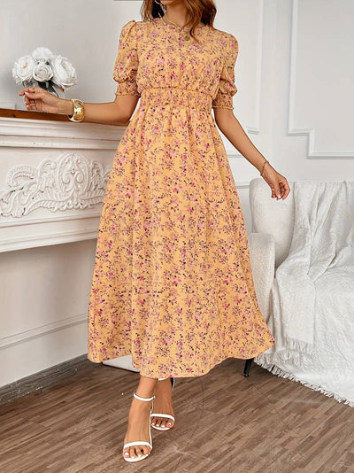 Ella – kleid mit blumendruck und rundhalsausschnitt für frühling und sommer