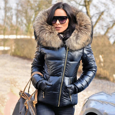 50% Rabatt | Margarete™ | Damen Winterjacke mit Kapuze und Kunstfellfutter
