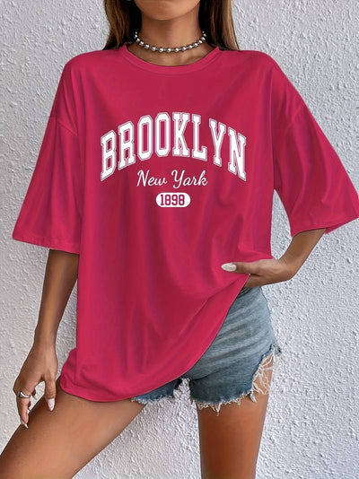 Savannah – stilvolles rundhals-t-shirt mit brooklyn-print