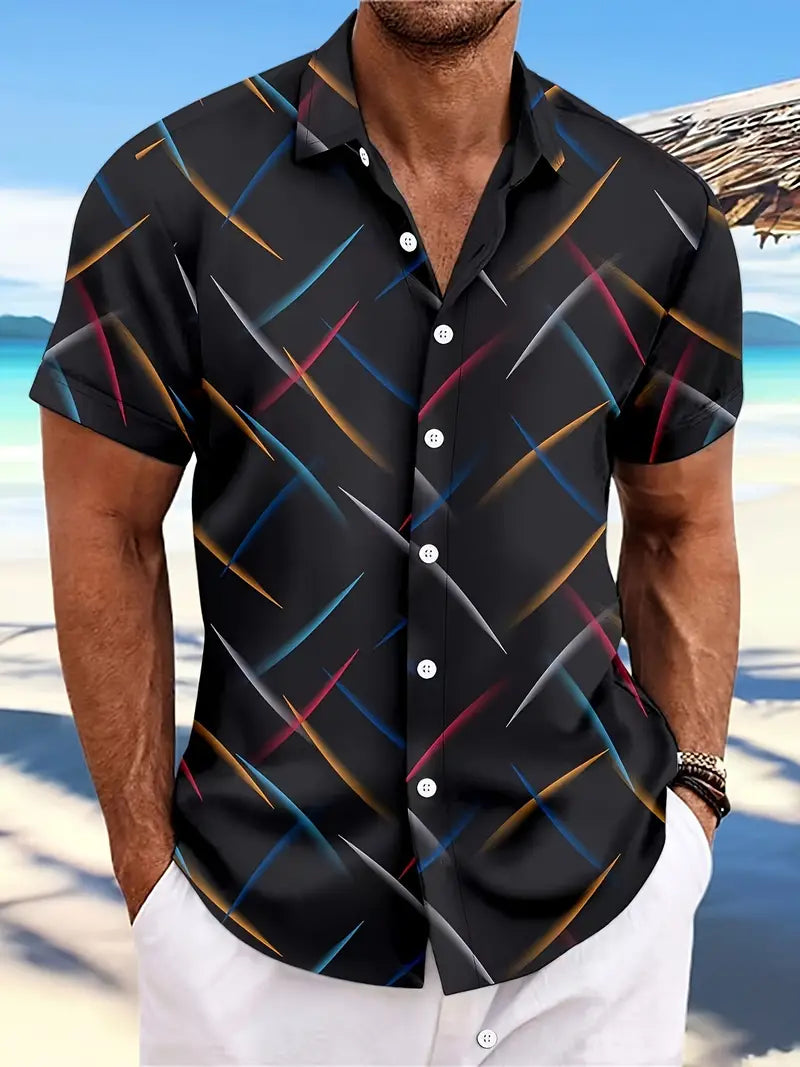 Ryan – kurzärmliges button-down-hemd mit modischem print für den sommer