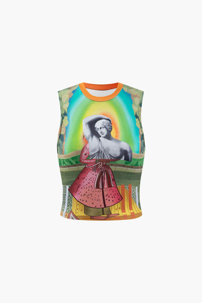 Retro Statue Druck Tank Top