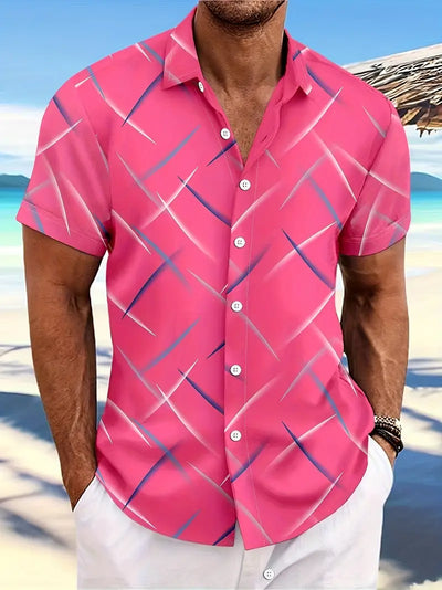 Ryan – kurzärmliges button-down-hemd mit modischem print für den sommer