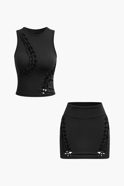 Geflochtenen Cut Outs Tanktop & Rock Set