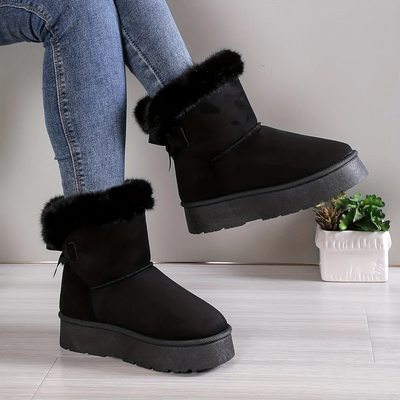 Berengere | Stiefeletten mit dickem Absatz und Fell-Detail – Komfort und Winter-Style