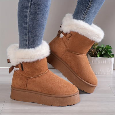 Berengere | Stiefeletten mit dickem Absatz und Fell-Detail – Komfort und Winter-Style