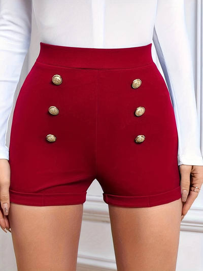 Olivia – shorts mit hohem bund und knopfdekor