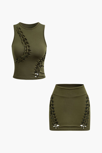 Geflochtenen Cut Outs Tanktop & Rock Set