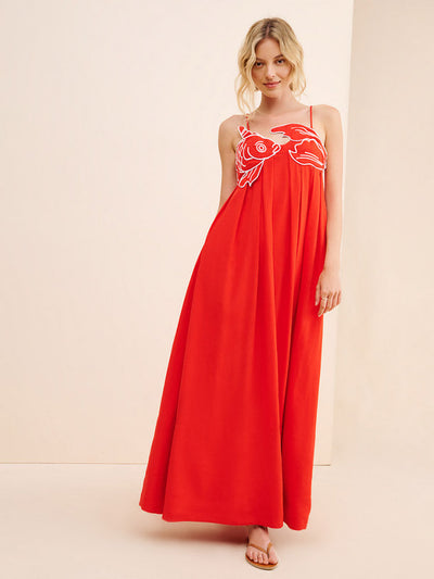 Silasy | Damen-Maxi-Kleid | Rot