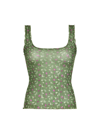 Vintage Netz Blumen Perspektive Tank Top