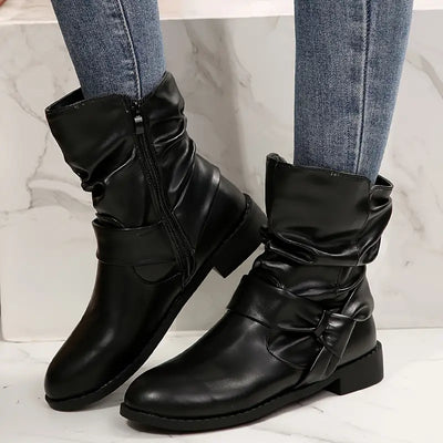 Ellaric | Schicke Plus Size Damenstiefel - Retro British Style mit Seitenreißverschluss